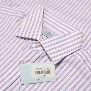 Truzzi NWT Dress Shirt Size 16/41 US White & Purple Striped 100% Cotton