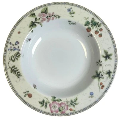 Wedgwood Vintage 1997 "Fleur" 9" Large Rim Soup/Pasta Bowls-Excellent-Set of 8 - Image 1 of 4