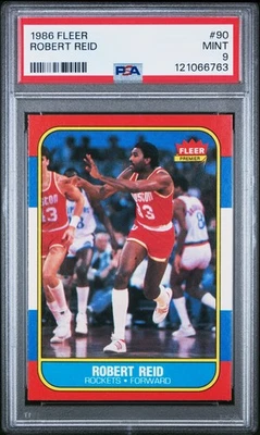 1986 Fleer Basketball Robert Reid #90 Houston Rockets PSA MINT 9 - Image 1 of 2