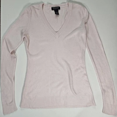 Suéter para mujer New York & Company XS rosa cuello en V difuso preppy estilo años 90 acogedor top Foto 1 de 4