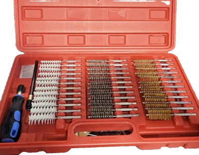 Juego de 38 cepillos de alambre industriales de 1/4" vástago hexagonal de largo alcance de nailon inoxidable Foto 1 de 2