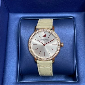 Swarovski Graceful Lady Beige Leather Rose Gold Crystal Watch - Picture 1 of 11