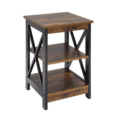 Oxford End Table With Shelves 15.75 X 15.75 X 23.75 Farmhouse Decor Piece - Image 1 of 4