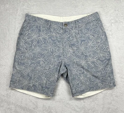 Reyn Spooner 短裤男式 34 蓝色白色双面花卉夏威夷海滩休闲 — 第 1/4 张图片