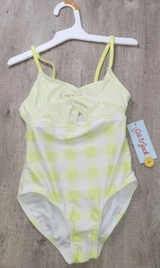 Traje de baño de guinga verde claro Cat & Jack para niña talla S pequeño 6 7 nuevo con etiquetas - Imagen 1 de 7