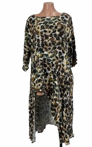 Nische Nilgun Derman asymmetrisch High Low Leopardenmuster Tunika Top PLUS Lagenlook - Bild 1 von 9