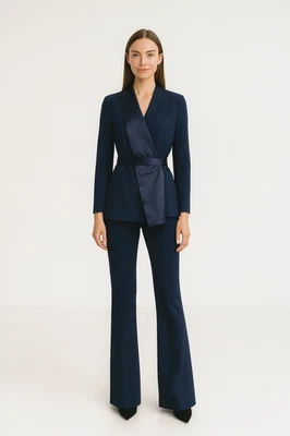 Mono Chiara Boni Kerolyn Azul Jersey Cinturón Pierna Acampanada Italia Talla 2 Nuevo con Etiquetas Foto 1 de 4