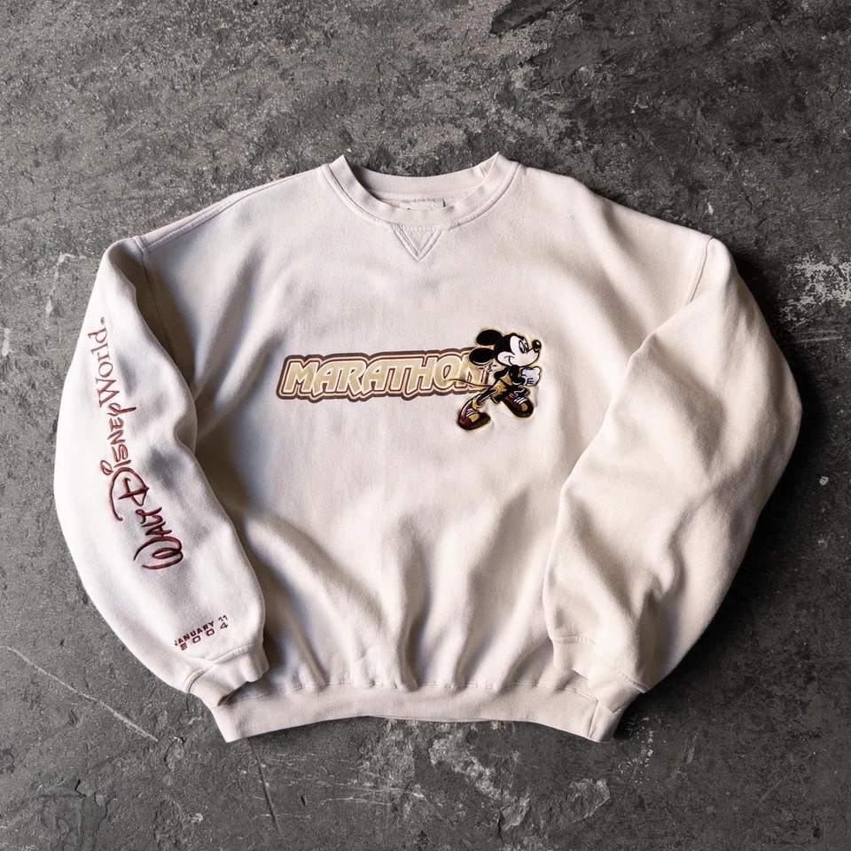 Moletom Vintage Walt Disney World Marathon Mickey Mouse Pulôver Gola Redonda XXL - Imagem 1 de 4