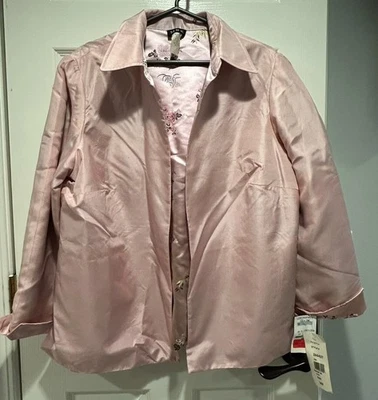 NUEVO CON ETIQUETAS MSK Mujer Talla 14 Colección Noche Rosa Inspiración Asiática Chaqueta Delantera Abierta Foto 1 de 4