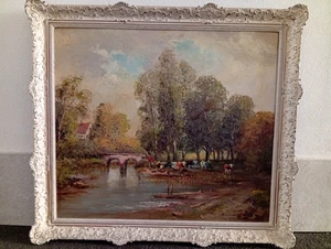 Ölgemälde, " Landschaft mit Brücke " sign. Randolf Wehn - Imagen 1 de 6