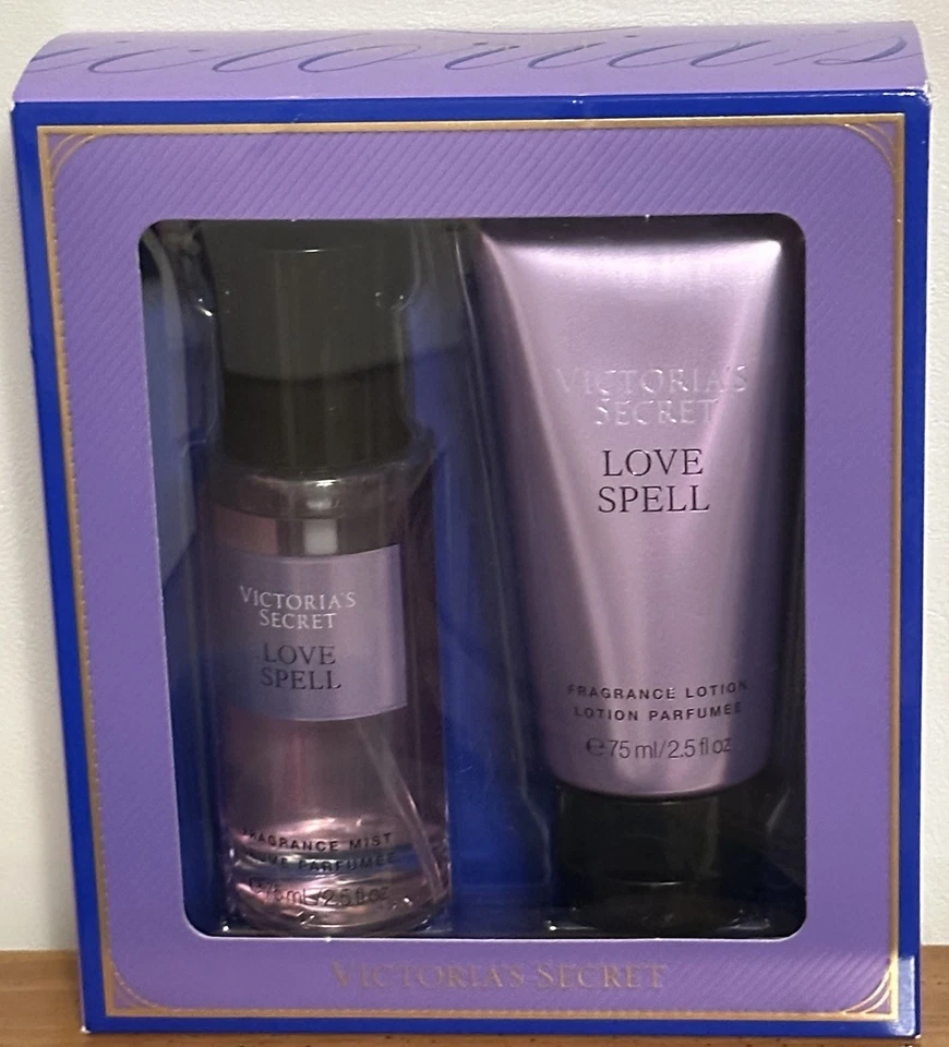 Juego de 2 piezas de mini fragancia corporal y loción corporal Victorias Secret Love Spell Foto 1 de 3