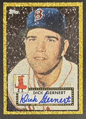 2011 Topps Lineage Canary Gold Dick Gernert #343 Autograph 1952 /10 Red Sox - Image 1 of 2