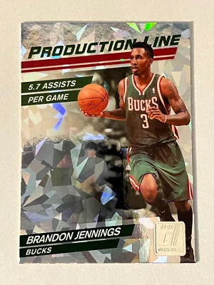 2010-11 Donruss Production Line Cracked Ice Brandon Jennings #57 cartão - Imagem 1 de 2