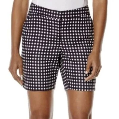 Callaway Womens Golf Shorts Opti Dri Peacoat Navy White Gingham 10 New - Image 1 of 3