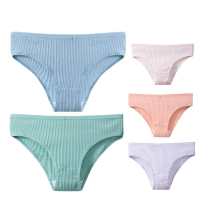 Lote de 5 calzoncillos calzoncillos calzoncillos acanalados sexy para mujer ropa interior lisa lencería calzoncillos Foto 1 de 4