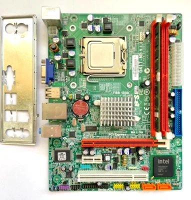 ECS (Elitegroup) G41T-M5 v:1.0 mATX LGA775 Motherboard w/ CPU and RAM Tested OK - Image 1 of 4