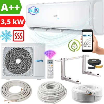 Split Klimaanlage 12000 BTU Klimagerät Inverter Klima 3,5 kW R32 Montageset Set - Bild 1 von 4