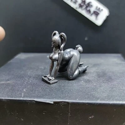 Black Pure Solid Bronze Beauty Nude Girl Wipe The Floor Hand Carved Model Statue - Image 1 of 4