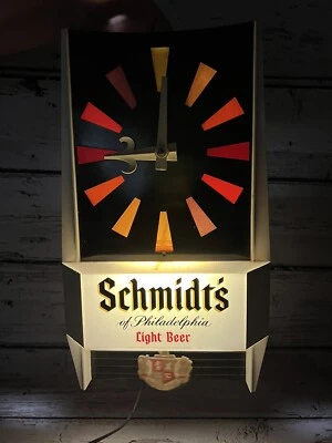 Reloj Iluminado Péndulo Cerveza Luz Schmidt's Of Philadelphia 1969 De Colección - Funciona Foto 1 de 4