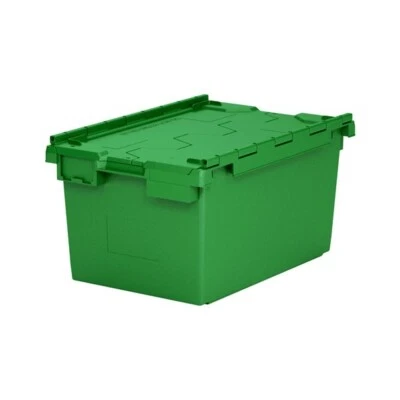 2 LARGE GREEN New Plastic Storage Crates Box Container 80L - Image 1 of 3