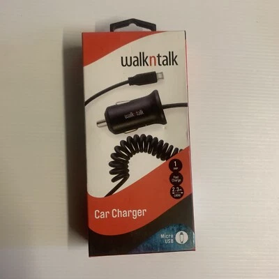 WalknTalk CAR CHARGER CORDED 1 AMP micro USB fast charge 2.3m Android - image 1 of 4