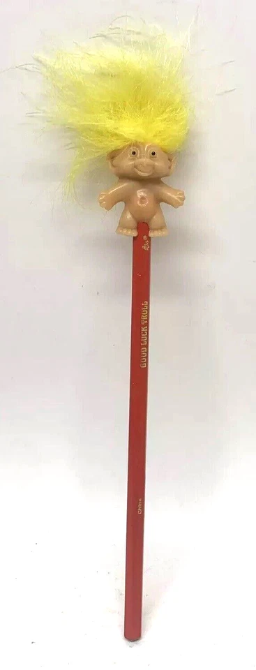 Винтажный "УДАЧИ" тролль на красный карандаш w/желтый волос - Русский тролль кукла - Изображение 1 из 4