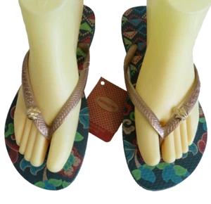 Havaianas Sandals Womens 6 Green Flip Flops Thongs Flat Heel - Picture 1 of 10