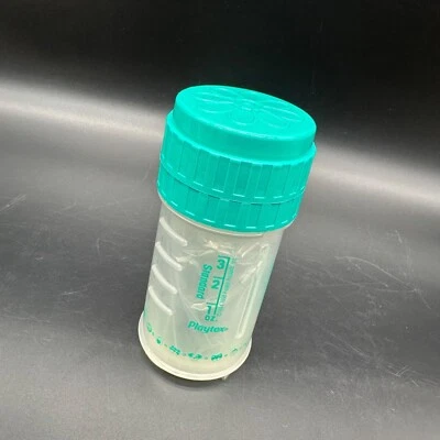 Botella infantil Playtex vintage 3 OZ verde azulado gota en pezón plano años 90 Y2K Foto 1 de 4