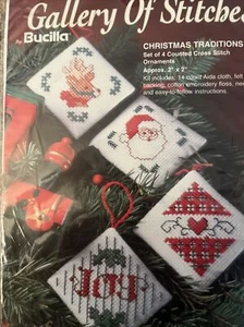 Bucilla Gallery of Stitches 4 Mini Christmas Traditions Counted Cross Stitch Kit - Picture 1 of 5