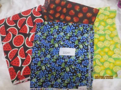 3 yardas de telas de algodón temáticas de frutas limones - manzanas - arándanos - sandía Foto 1 de 4