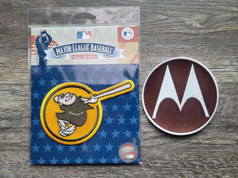 Official San Diego Padres logo Patch Baseball Jersey Patch + Motorola Ad Patch - Image 1 of 1