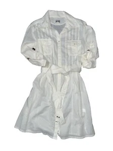 Converse Women’s Off White Small Long Sleeve Button Up Belted Shirt Dress - Picture 1 of 10