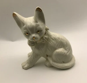 Cat Figurine Formalities Baum Bros White Gold Kitty Kitten Figure 24kt Ceramic - Picture 1 of 8