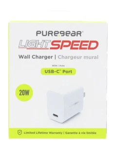 PureGear Light Speed 20W USB-C Port Universal Fast Wall Charger White NEW - Picture 1 of 3