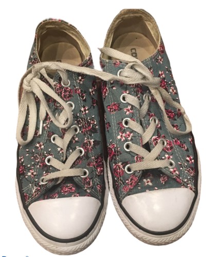 Scarpe basse Converse sneakers giovani taglia 3 grigie all star rose floreali