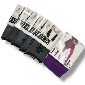 Womens Hue Flocked Brocade Socks Black 5 Pair With Concord Opaque Tight Size 1 - Picture 1 of 3