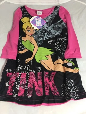 NWT-Girls Disney Fairies TinkerBell One Piece Long Sleeve Polyester PJ Dress - Image 1 of 2