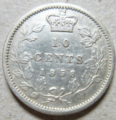 1858 Canada Silver Ten Cents Coin. KEY DATE Dime (RJ143) - Image 1 of 2
