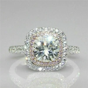 3.75Ct Round Cut Lab Created Diamond Halo Engagement Anniversary 925 Silver Ring - Picture 1 of 10