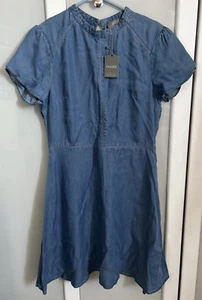 Ladies Oasis Size 10-12 Mid Blue Denim Dress Summer New with Tags Short Sleeves - Picture 1 of 5
