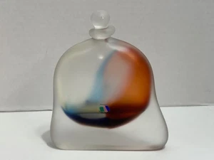 Vintage Chris Comins Studio Art Glass Flat Frosted Perfume Bottle - Picture 1 of 13