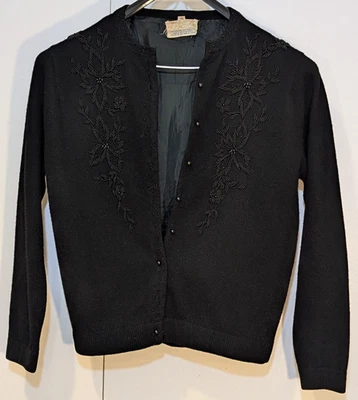 Fabu Lous suéter vintage de lana de cordero con cuentas a mano negro manga larga FabuLous mediano Foto 1 de 4