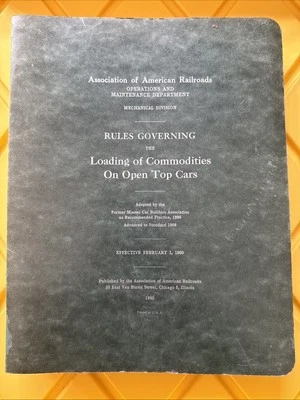 AAR Rules Governing Loading of Commodities On Open Top Cars 1960 Binder 6 Sectio - Image 1 of 4
