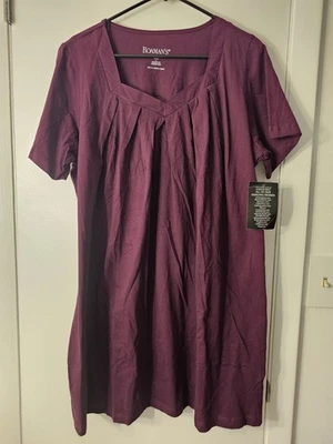 Roaman's Purple Pleated Short Sleeve Dress - Image 1 of 4