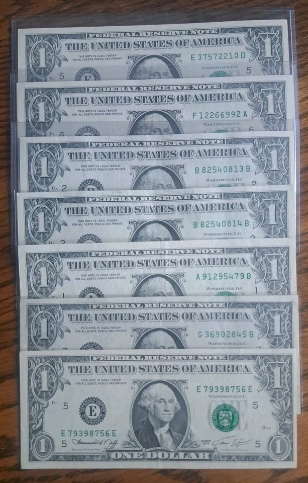 1974 Fancy Serial Number $1 Dollar Bill - Image 1 of 1