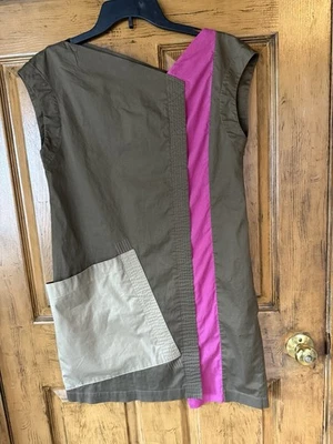 Vestido oversized feminino JIL SANDER patchwork em excelente estado usado oliva/castanho/rosa feito na Itália 36 - Imagem 1 de 4