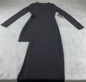 Express Women’s Maxi Dress Small Petite Black Long Side Split NWT C11 - Picture 1 of 13