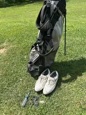 Coors Lite Golf Bag Stand And Double Carry PLUS~Dunlop Men’s 11 Champ Golf Shoes - Image 1 of 4