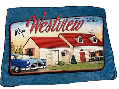 RARE Marvel Wandavision Welcome To Westview Soft Fleece Throw Blanket 54”x28” - Image 1 of 4