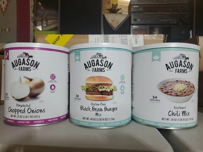 Lote de 3 alimentos liofilizados Mountain House/Augason Farms #10 camping de emergencia #91 Foto 1 de 4